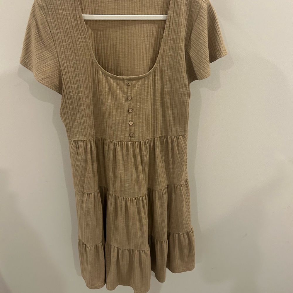 Very J Beige Textured Dress